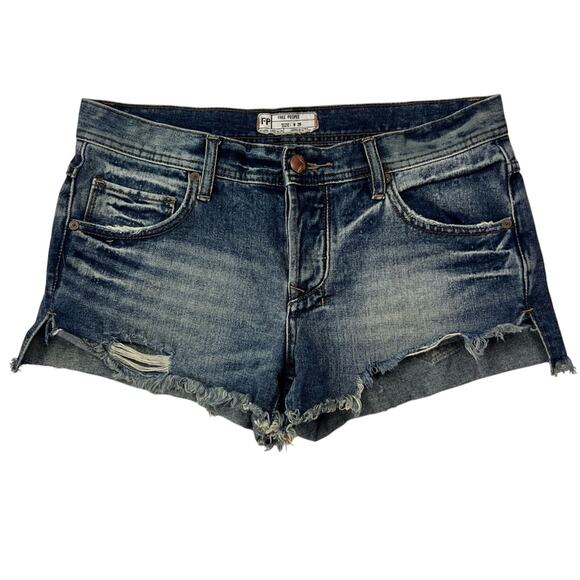 Free People Shorts Womens 26 Denim Cutoff Button Fly Summer Beach Vacation - Picture 2 of 14